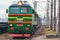 Green diesel locomotive