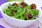 Green diet salad with lettuce, arugula and spinach