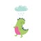 Green dinosaur and cloud. Green dinosaur. Vector illustration