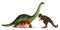 Green dinosaur diplodoc and tyrannosaurus rex