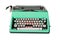 Green dirty Retro typewriter with clipping path isolated on whit