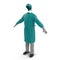 Green doctor uniform isolated on white background. 3D illustration