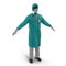 Green doctor uniform stained with blood isolated on white. No people. 3D illustration