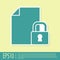 Green Document and lock icon isolated on yellow background. File format and padlock. Security, safety, protection