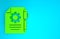 Green Document settings with gears icon isolated on blue background. Software update, transfer protocol, teamwork tool