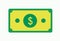 Green Dollar Note Bill American Currency Isolated Illustration Icon Minimal Financial Symbol