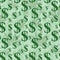 Green Dollar Signs and Cannabis on seamless background