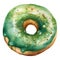 Green Donut food dessert round watercolor
