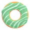 Green donut icon cartoon vector. Sugar cake