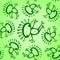 Green doodle alien frog seamless baby vector pattern background texture