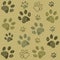 Green doodle paw print pattern background