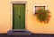 Green door and flowers, Torbole, Italy