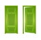 Green Door Open and Closed. Vector