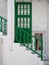 Green Door and Stair Railing