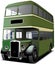 Green double decker bus