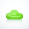 Green download button. Cloud icon