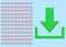 Green download symbol with bits and bytes of zeros and ones data