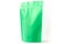 Green doypack standup food packaging pouch with zipper on white background