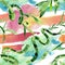 Green Draceana Sanderiana. Watercolor background illustration set. Seamless background pattern.