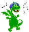 Green Dragon is listening to music