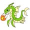 The green dragon mythological beast unleashed a fireball of its main ability, doodle icon image kawaii