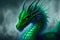 Green dragon portrait, mysterious monster from farytales and symbol of 2024 lunar year in Chinese calendar. Generated AI