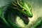 Green dragon portrait, mysterious monster from farytales and symbol of 2024 lunar year in Chinese calendar. Generated AI