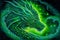 Green dragon portrait, mysterious monster from farytales and symbol of 2024 lunar year in Chinese calendar. Generated AI