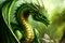 Green dragon portrait, mysterious monster from farytales and symbol of 2024 lunar year in Chinese calendar. Generated AI