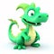 Green dragon, symbol of new year 2024, chinese new year, funny cute cartoon 3d illustration on white background