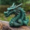 Green dragon, wooden dragon close up, symbol of new year 2024, chinese new year,