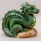 Green dragon, wooden dragon close up, symbol of new year 2024, chinese new year,