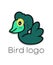 Green Drake Bird logo.Vector Illustration of cute duckling