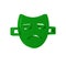 Green Drama theatrical mask icon isolated on transparent background.