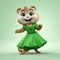 Green Dress 3d: A Charming Cartoon Chipmunk In Thomas Sully Style