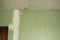 Green drywall wall in the room during renovation, apartment renovation, gypsum plasterboard