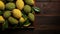 Green durian on the wooden board, Thai fruit. Space for text. Generative AI