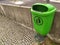 Green dustbin for waste and garbage in urban cities against pollution and for environmental friendly garbage collection keeps the