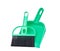 green dustpan and brush isolated on the white