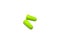 Green ear plugs close-up on a white background. Noise reduction, hearing protection