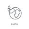 Green earth linear icon. Modern outline Green earth logo concept