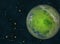 Green earth planet on cosmos stars backgrounds