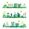 Green Eco city living concept banners.