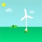 Green eco concept - wind energy. Wind generator - vector illustration. Alternative power energy technology.