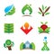 Green eco environment science creation for brighter future icon set