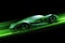 Green eco-friendly Hydrogen, Hybrid or Electric Car Vehicles in future. Green neon modern futuristic car future transportation in