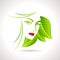 Green eco friendly icon with women face