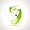 Green eco friendly icon with women face