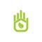 Green eco home factory hand palm fingers design logo vector