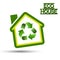 Green Eco House with recycling symbol.